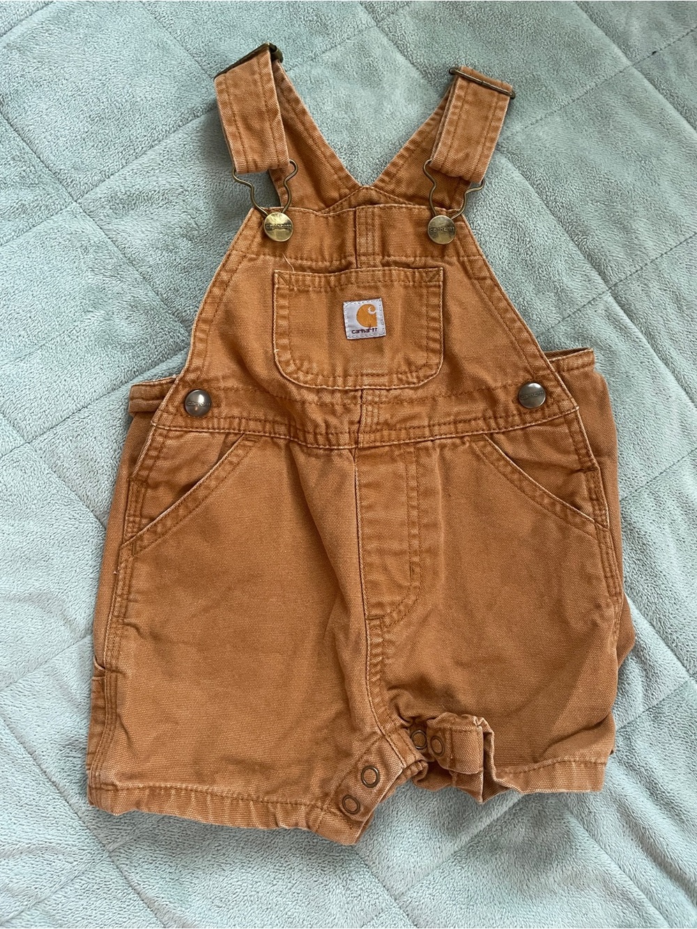 Carhartt Kids Tan Brown Canvas Short Overalls